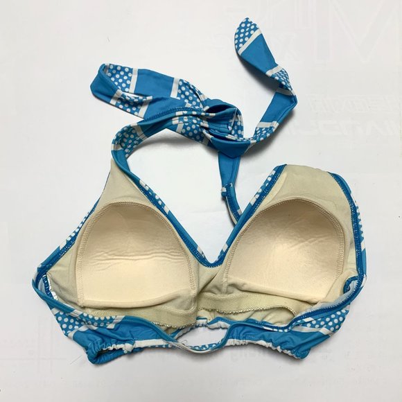 3/$20 Blue Bikini Top & Bottom Tribal Print Medium High Waisted - Picture 4 of 5